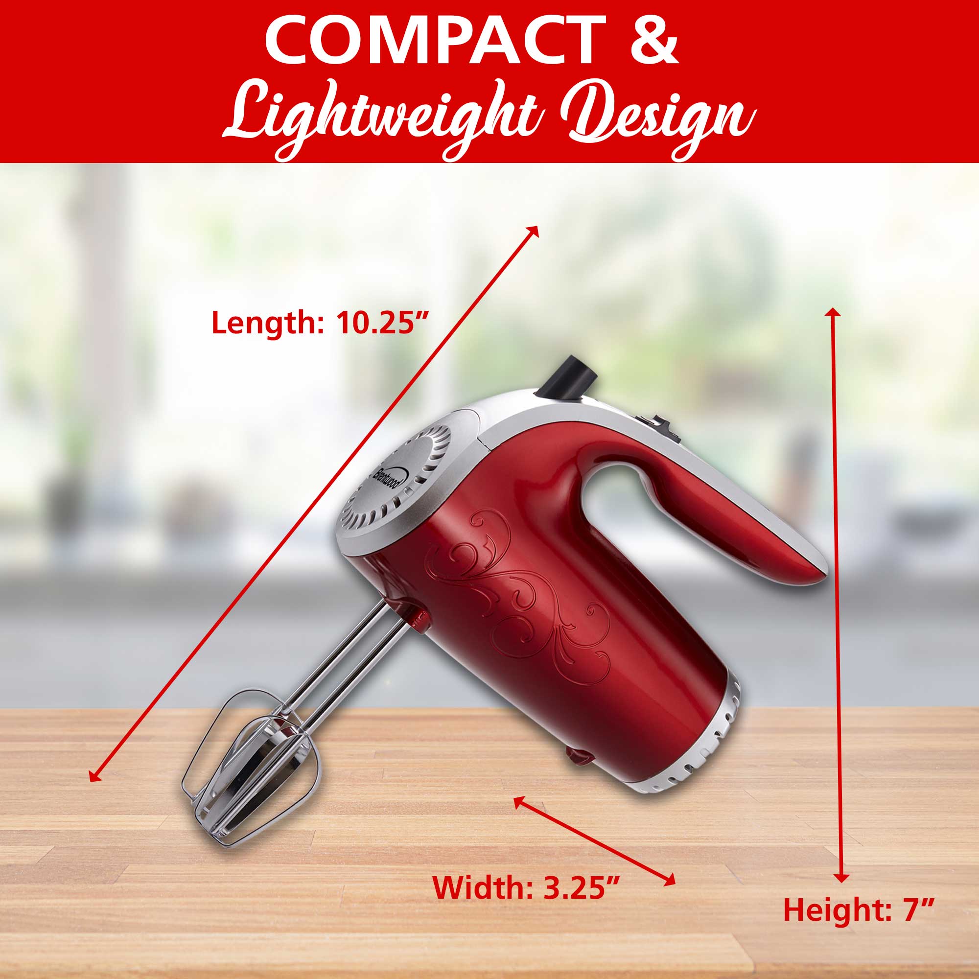 Brentwood HM-48R Lightweight 5-Speed Electric Hand Mixer, Red ...