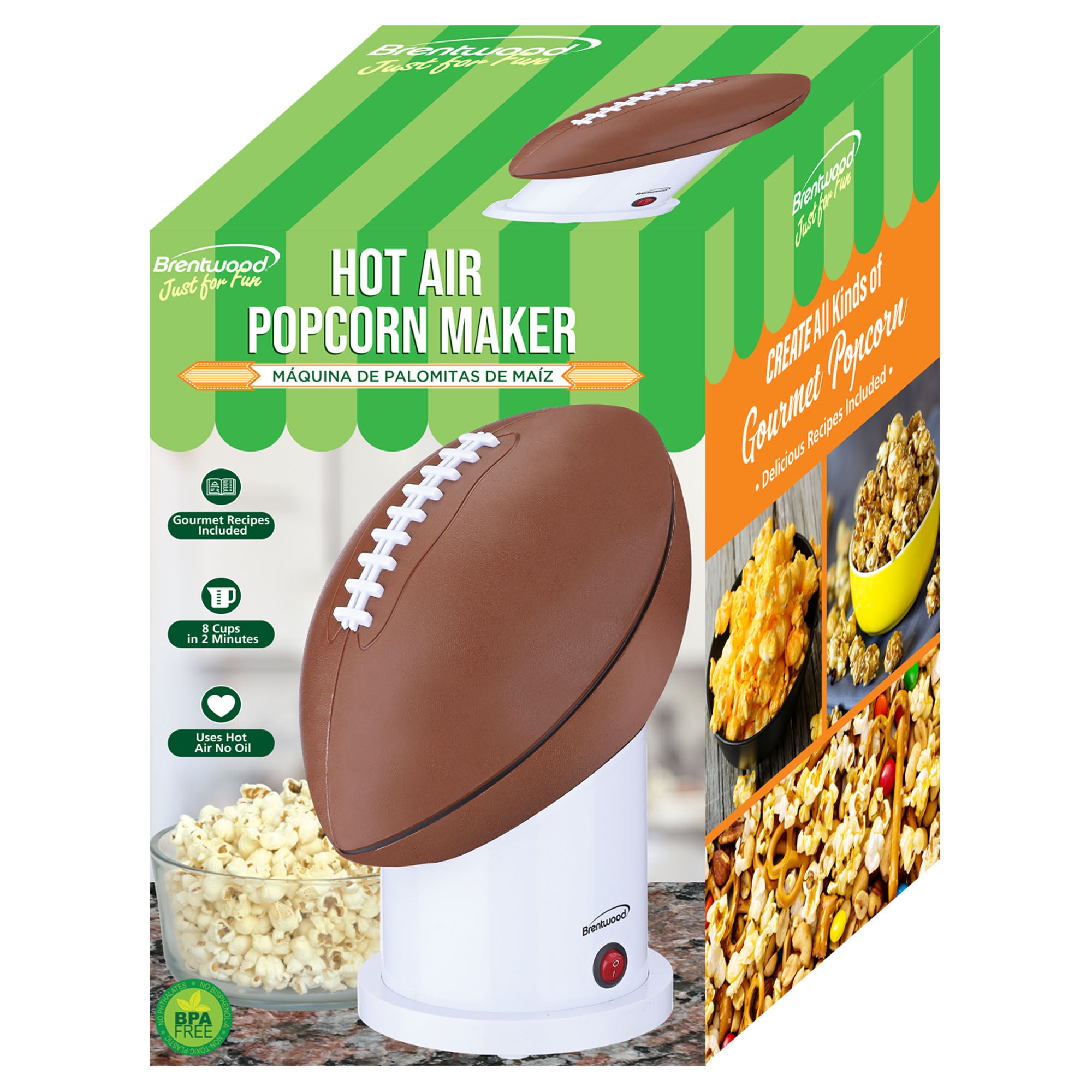 Brentwood PC-483 Football 8-Cup Hot Air Popcorn Maker