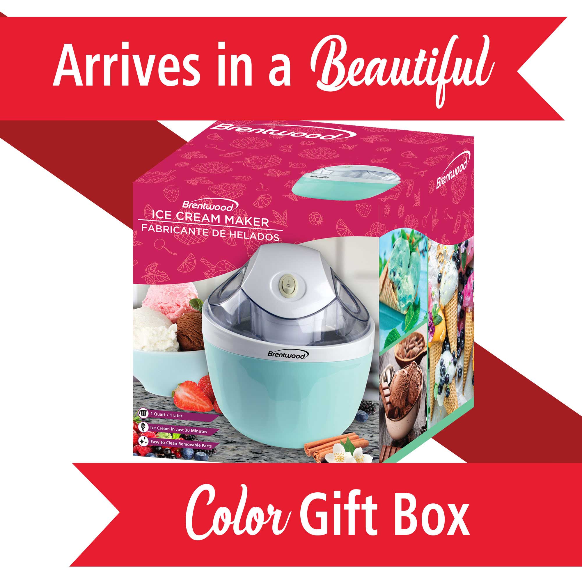 Brentwood TS 1410BL 1 Quart Ice Cream And Sorbet Maker Frozen Yogurt brentwood-ts-1410bl-1-quart-ice-cream-and-sorbet-maker-frozen-yogurt