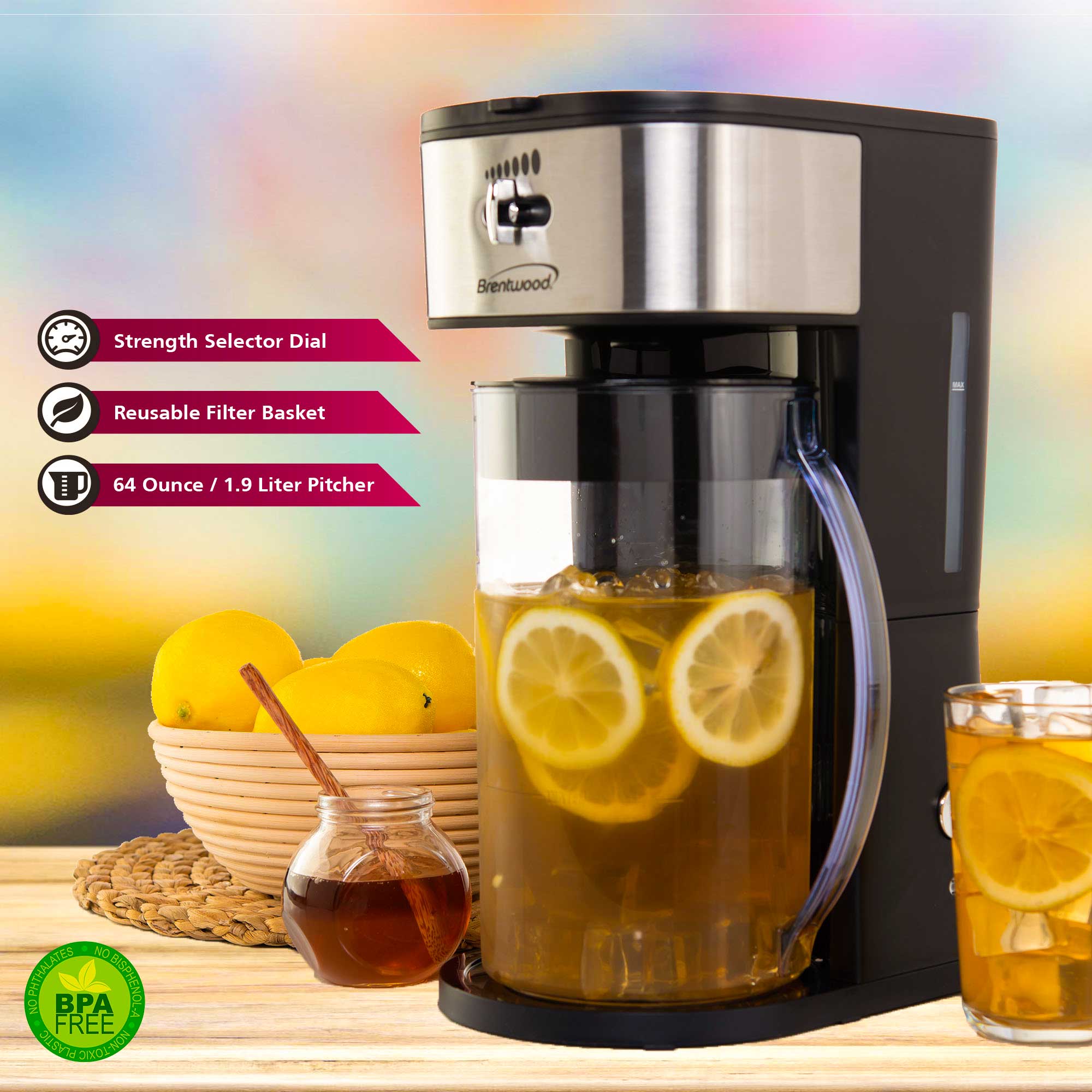 Two Quart Iced-Tea Maker with Infuser and Extender – LizzyKate