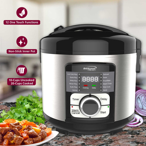 Brentwood TS1320S 12Function MultiCooker Low Carb Rice Cooker, Fo