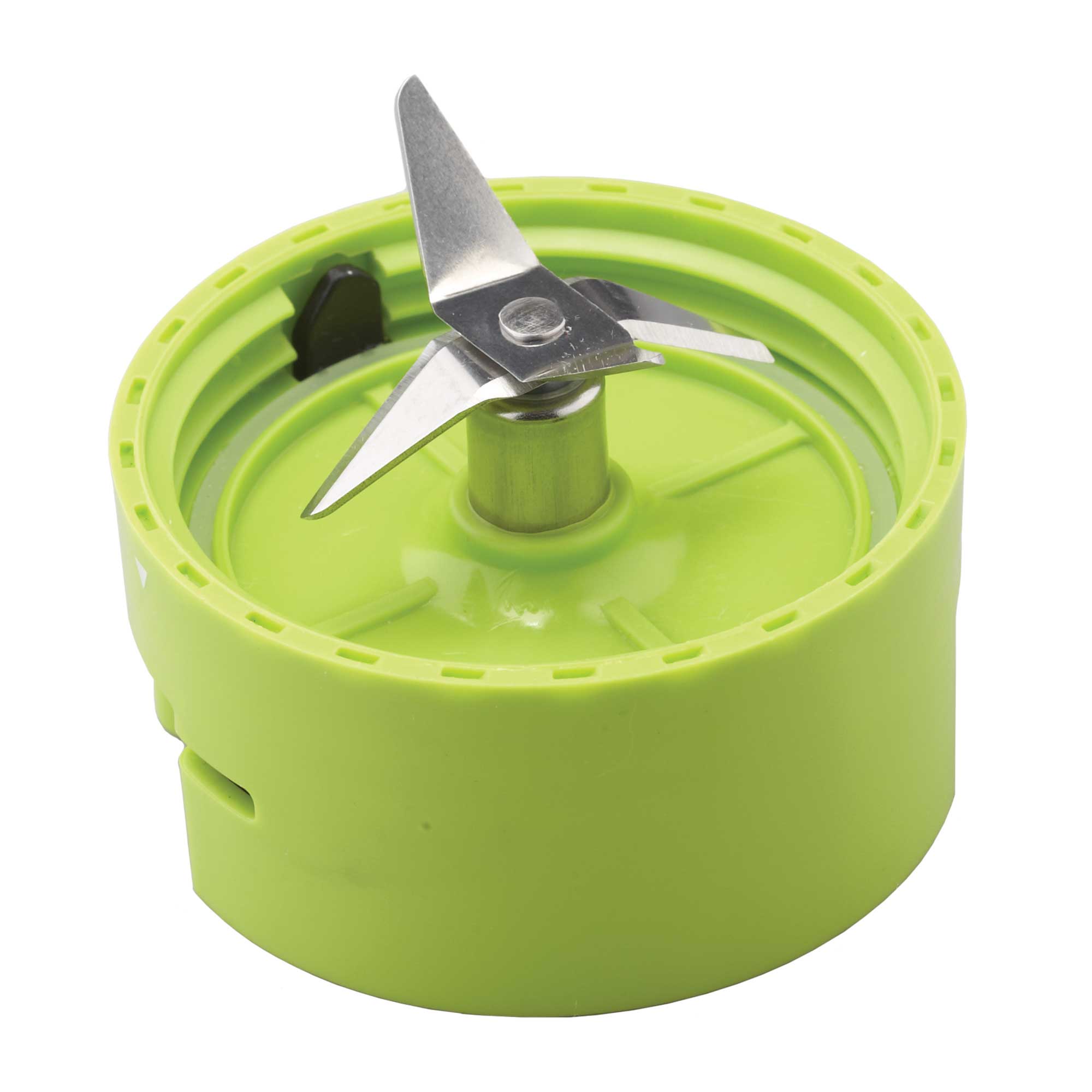 Close-up of the blender's stainless steel blades