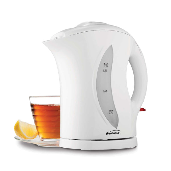 Brentwood KT1617 BPA Free 1.7 Liter Cordless Electric Kettle, White