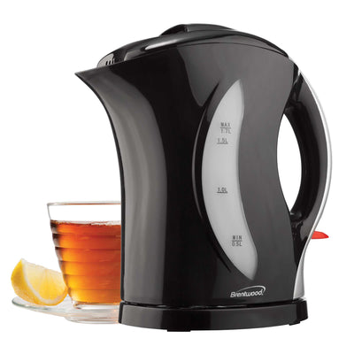 Brentwood KT-1618 BPA Free 1.7L Cordless Electric Kettle, Black/Silver