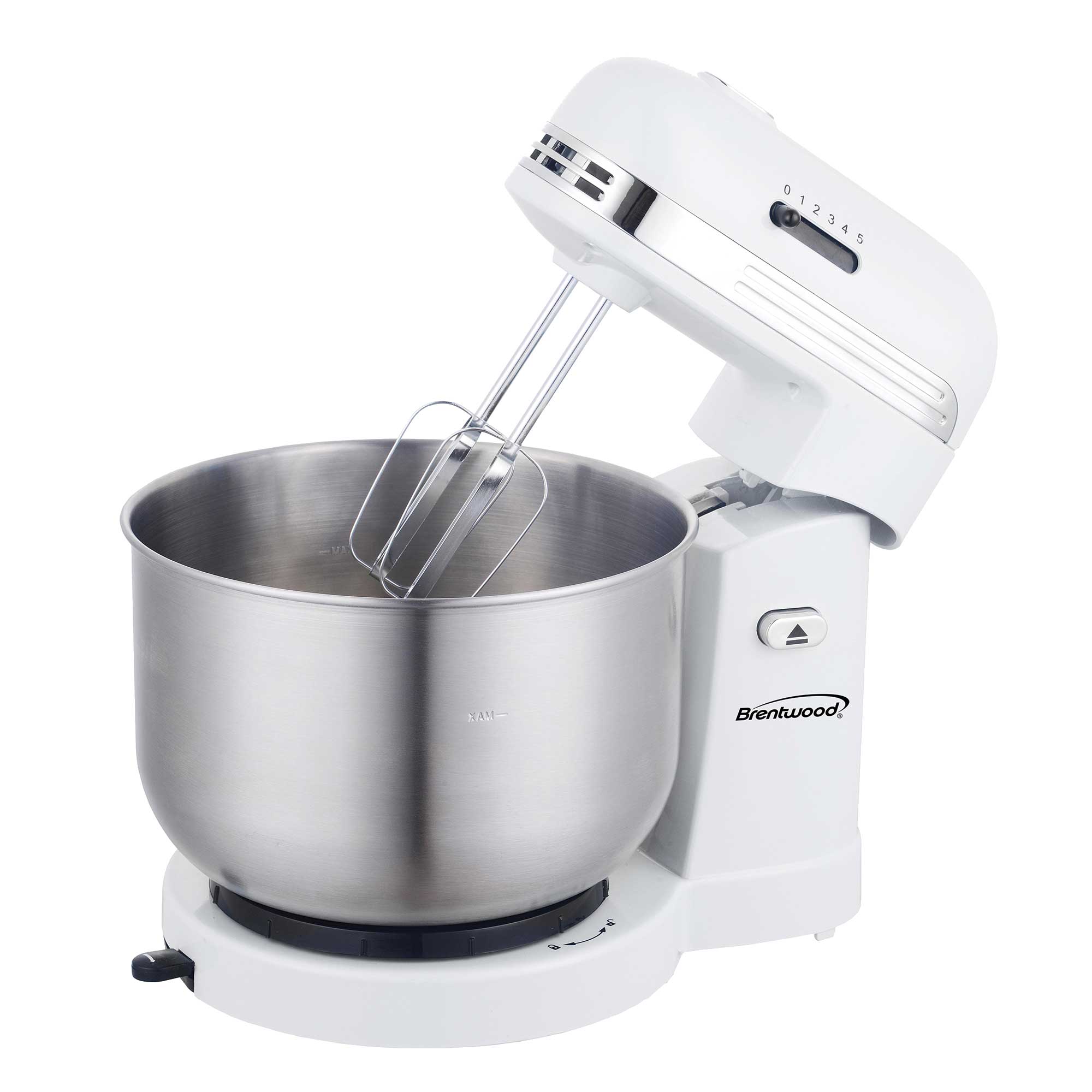 Brentwood SM-1162W 5-Speed Stand Mixer with 3.5 Quart Stainless Steel Mixing Bowl, White