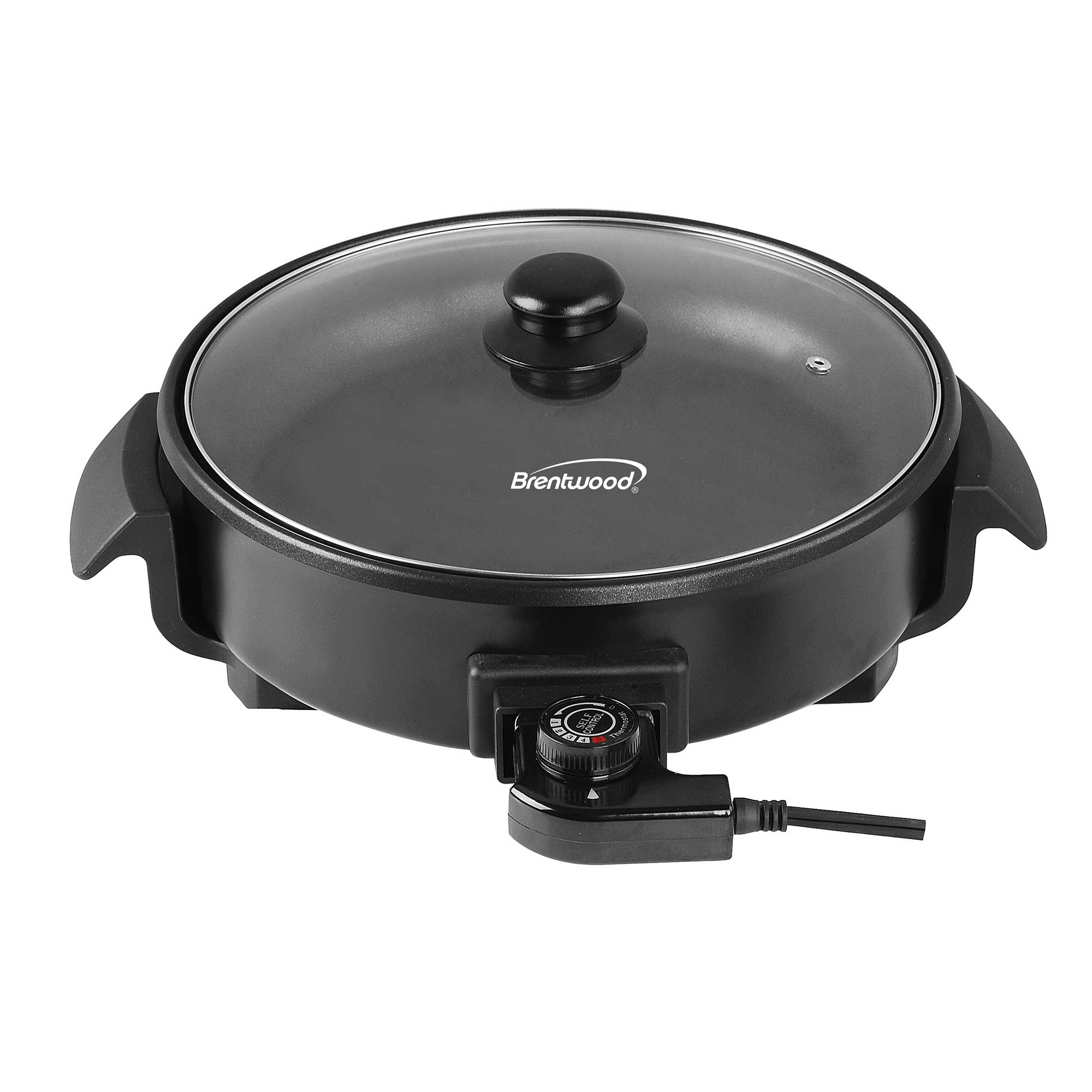 Cook's Essentials K51077 12" Non-Stick Rapid Electric Skillet With Lid – Black, 1400W