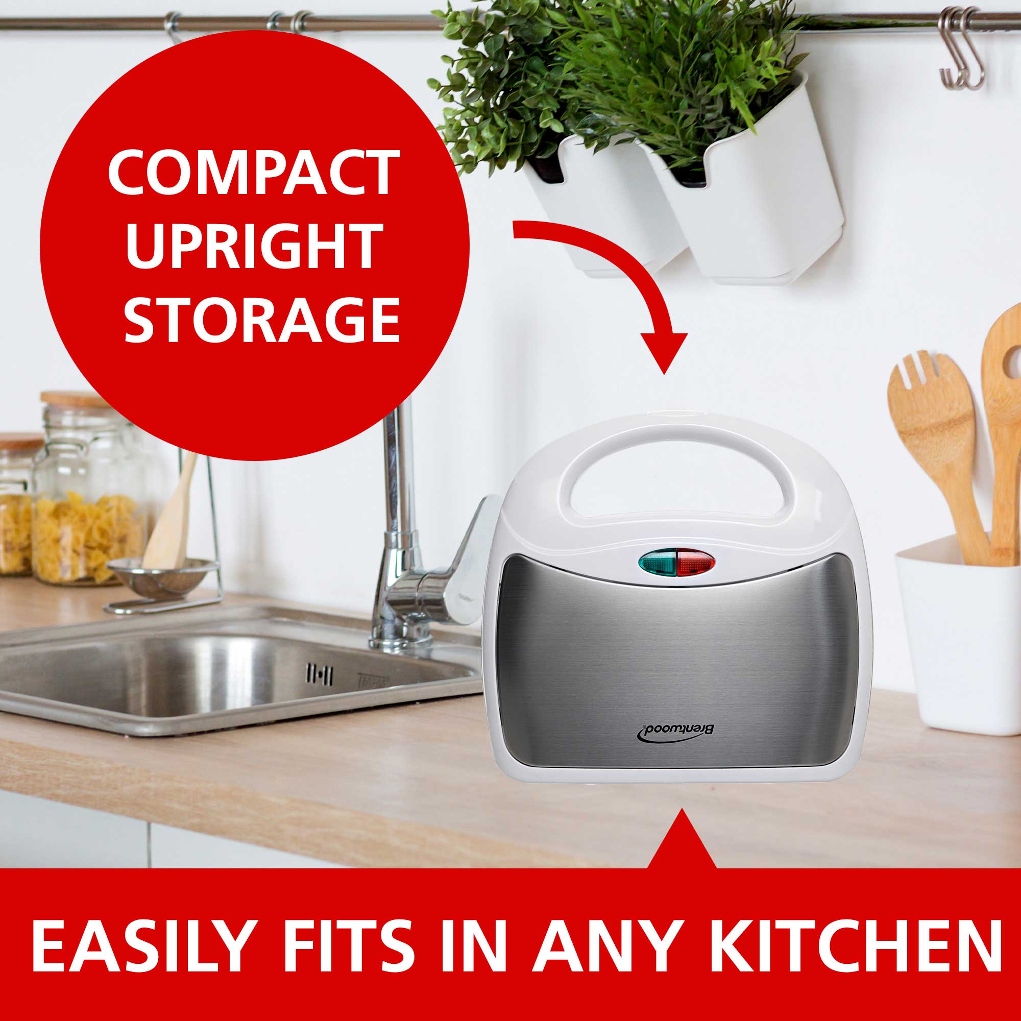 Brentwood TS-240W Non-Stick Compact Dual Sandwich Maker, White