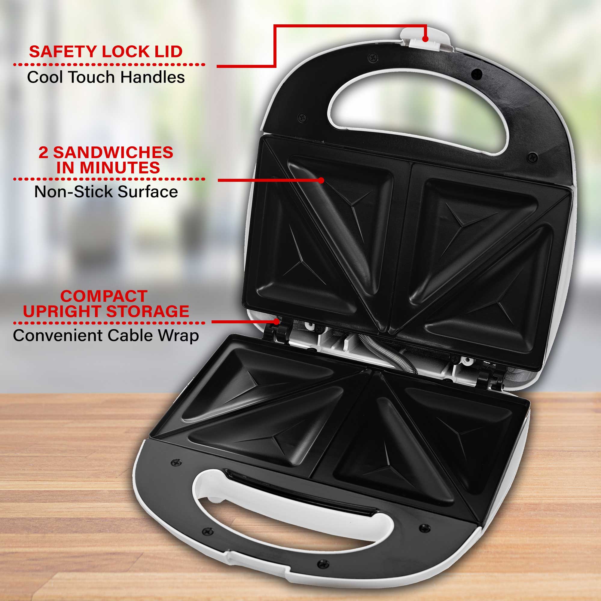 Brentwood TS-240W Non-Stick Compact Dual Sandwich Maker, White