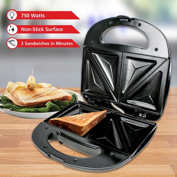 Brentwood Non Stick Dual Sandwich Maker in Black and Silver , Silver