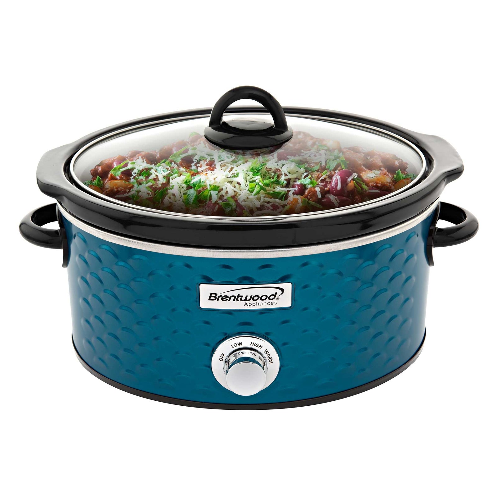 Brentwood SC-140BL Scallop Pattern 4.5 Quart Slow Cooker, Blue