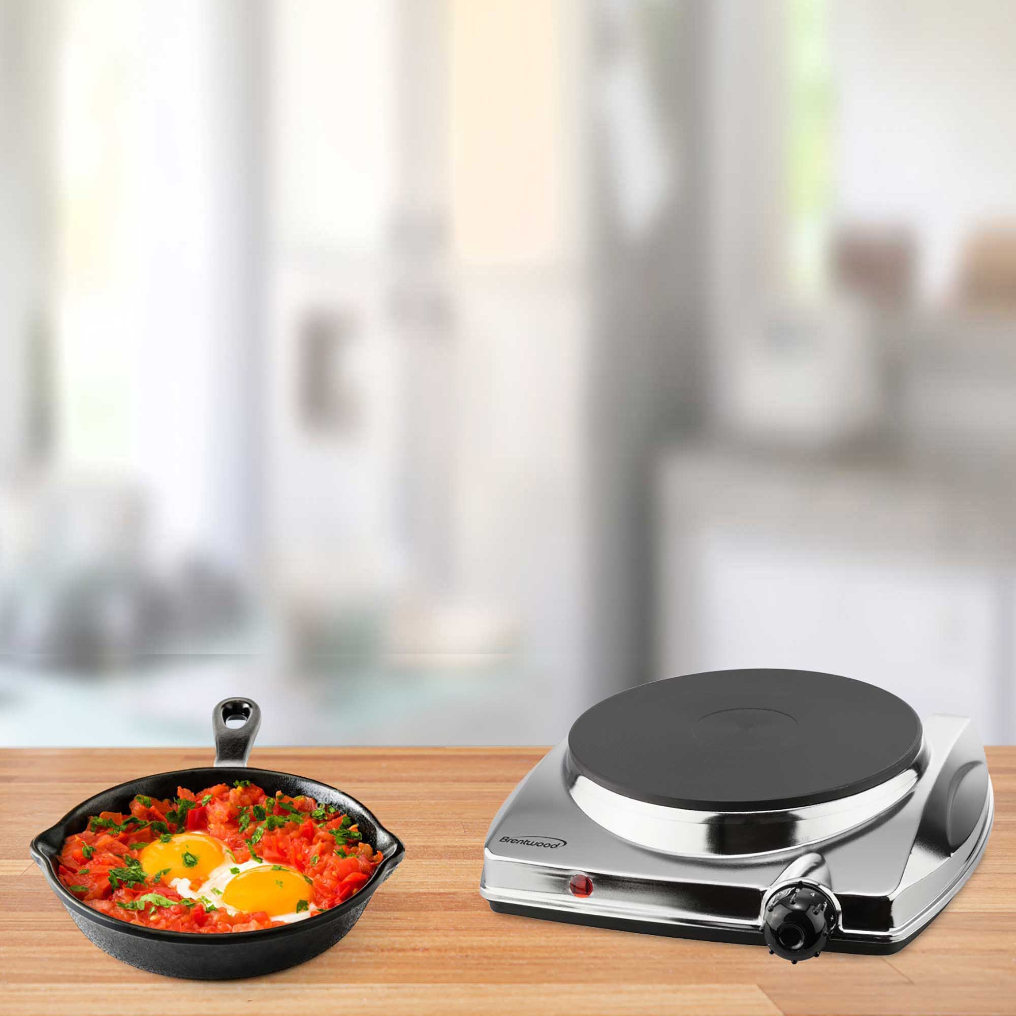 Brentwood TS-337 1000w Electric Hotplate, Silver