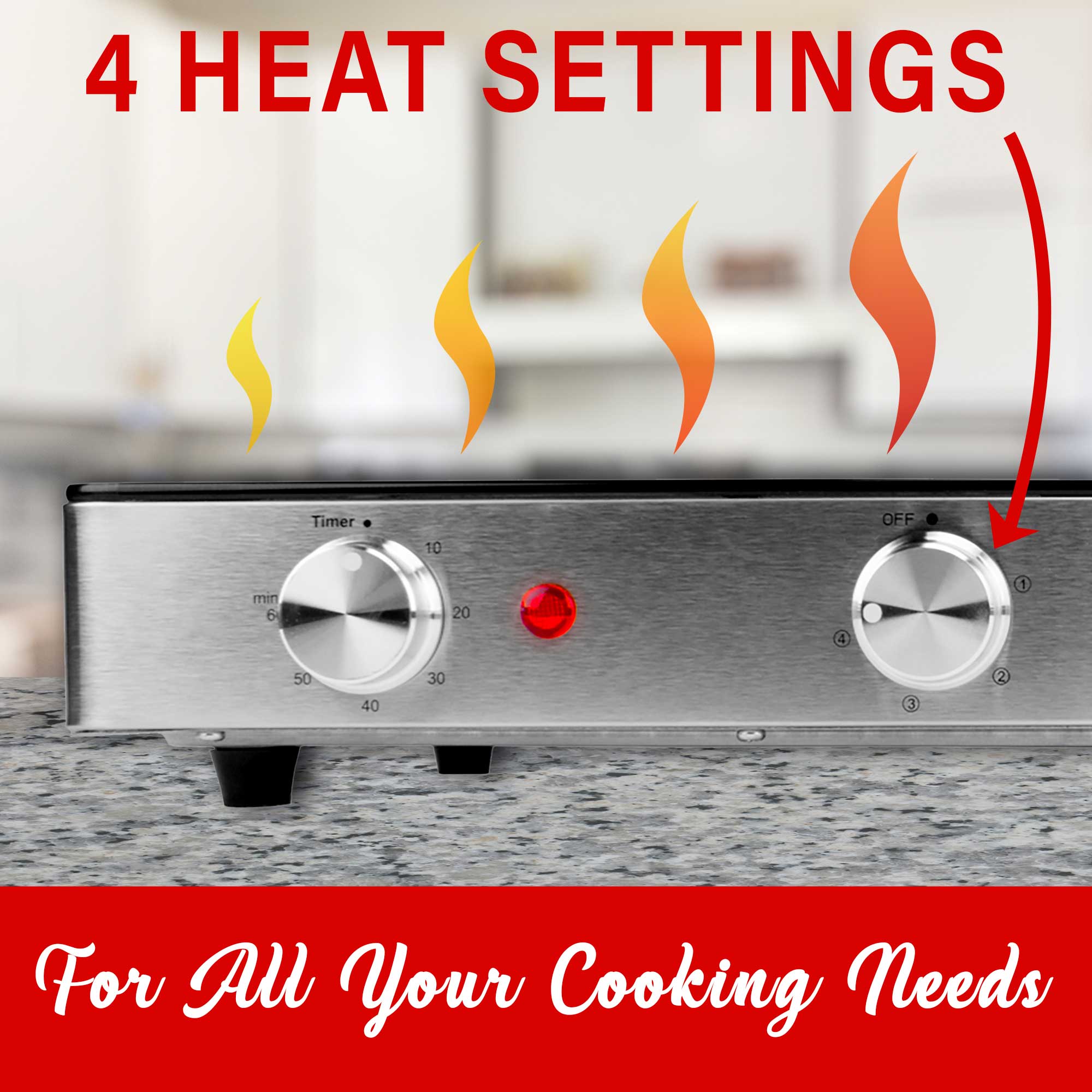 Brentwood Select TS-381 1200w Single Infrared Electric Countertop Burner with Timer, Stainless Steel