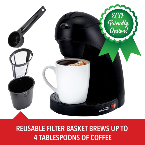 Brentwood TS112B Single Serve Coffee Maker with Mug, Black Brentwood