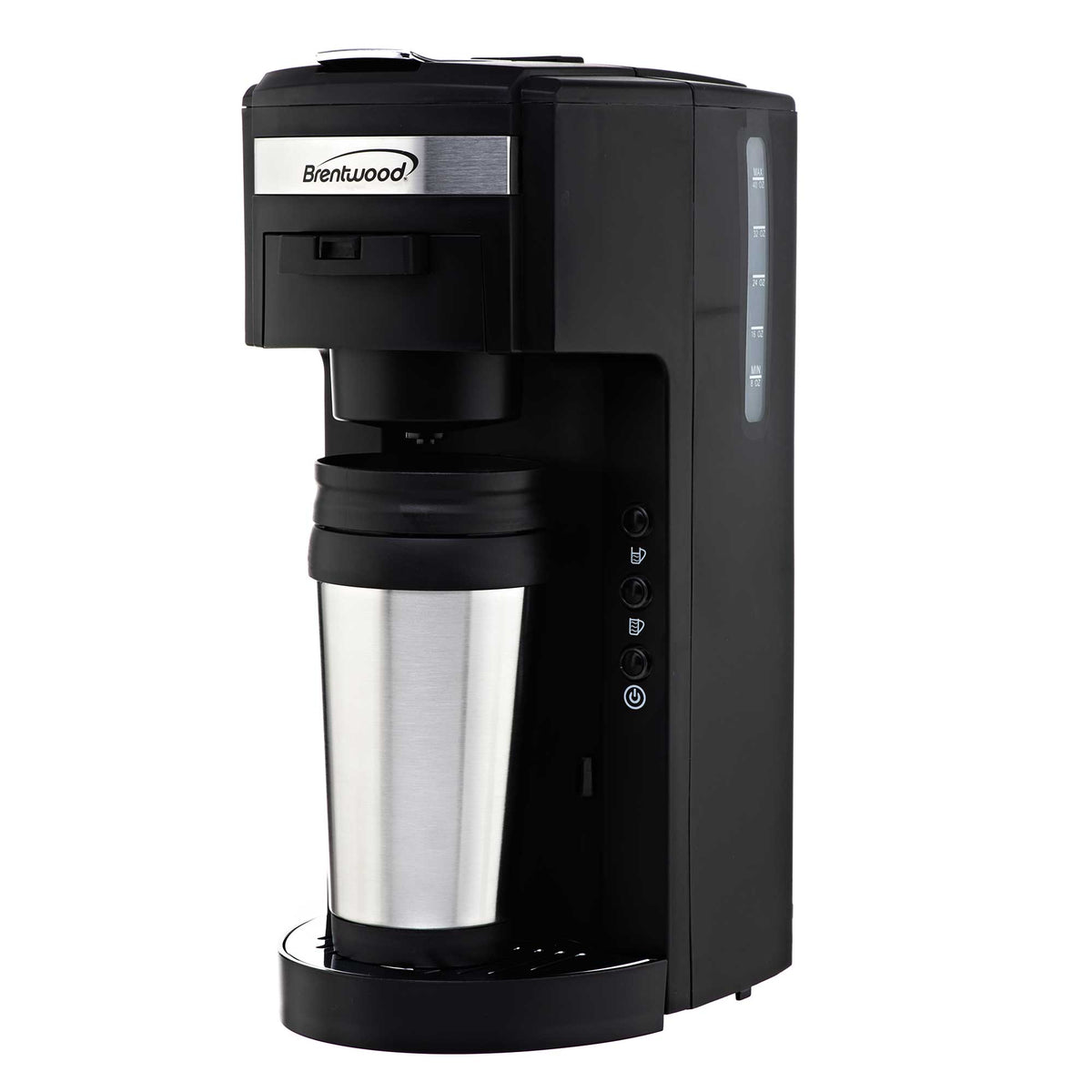 Brentwood TS114 KCup® Single Serve Coffee Maker with Travel Mug, Bla