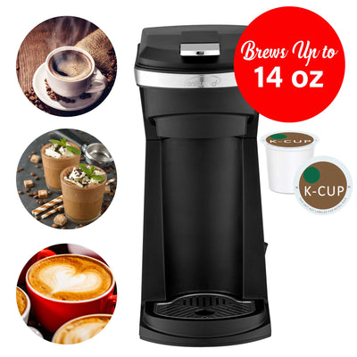 Brentwood TS-1101BK K-Cup® Single Serve Coffee Maker with Reusable Filter Basket, Black