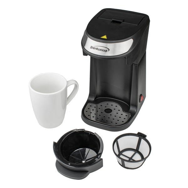 Brentwood TS-111BK Single Serve Coffee Maker with 14oz Mug, Black ...