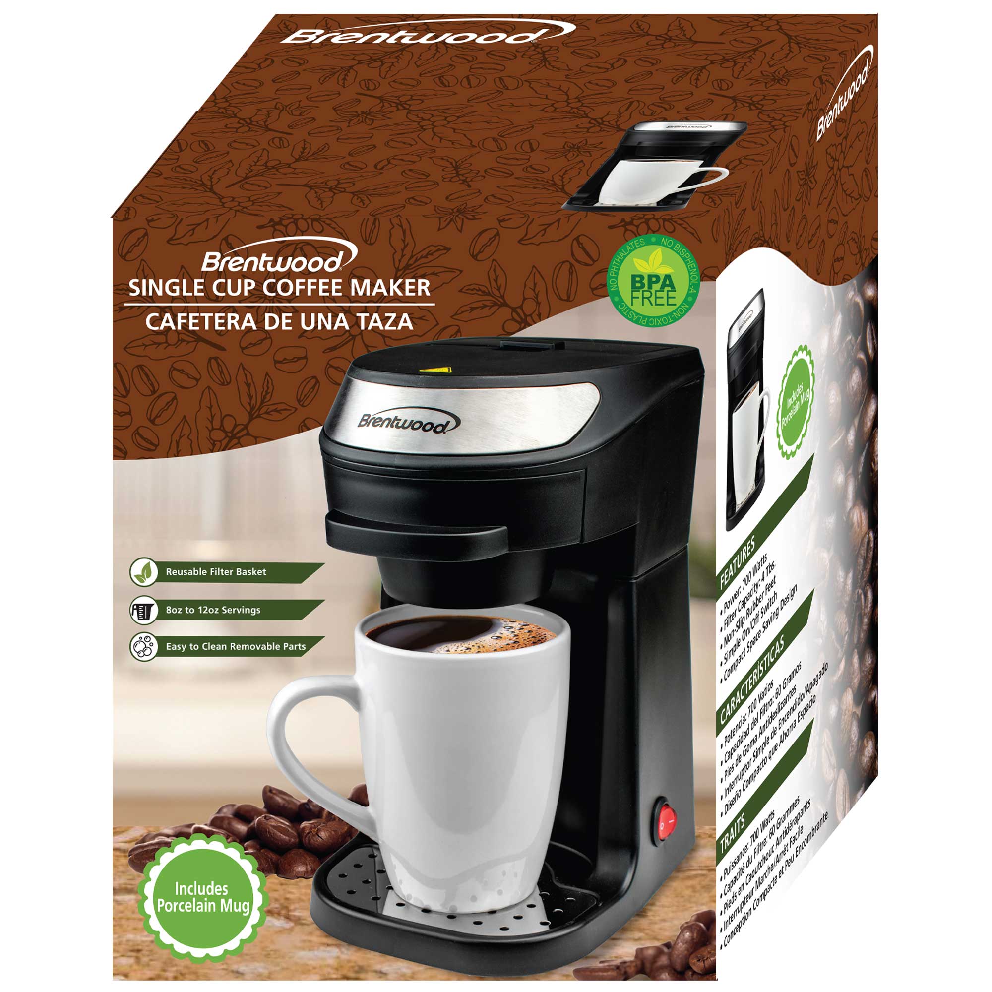 Brentwood Appliances Ts-110Bk K-Cup 1 Serve Coffee Maker Black New in Box