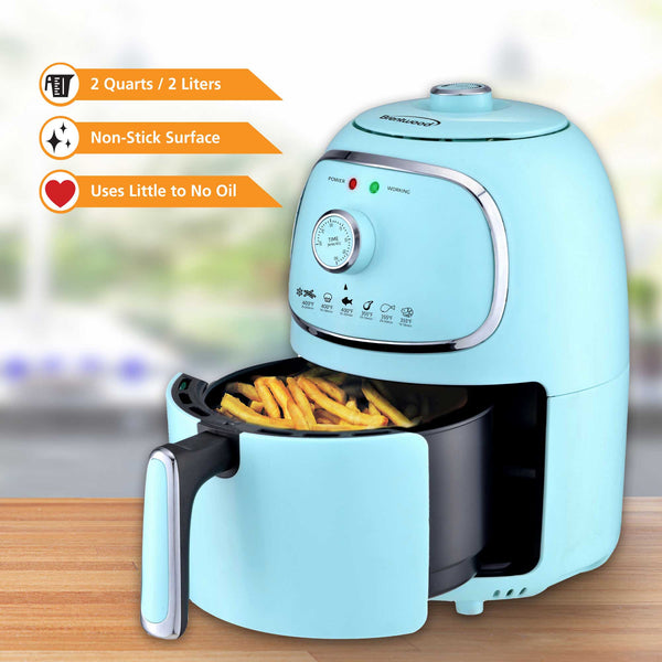 Brentwood AF202BL 2Quart Small Electric Air Fryer, Timer & Temp. Con
