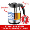 Brentwood KT-1962BK 1.7L Cordless Glass Electric Kettle with Tea Infuser, Black