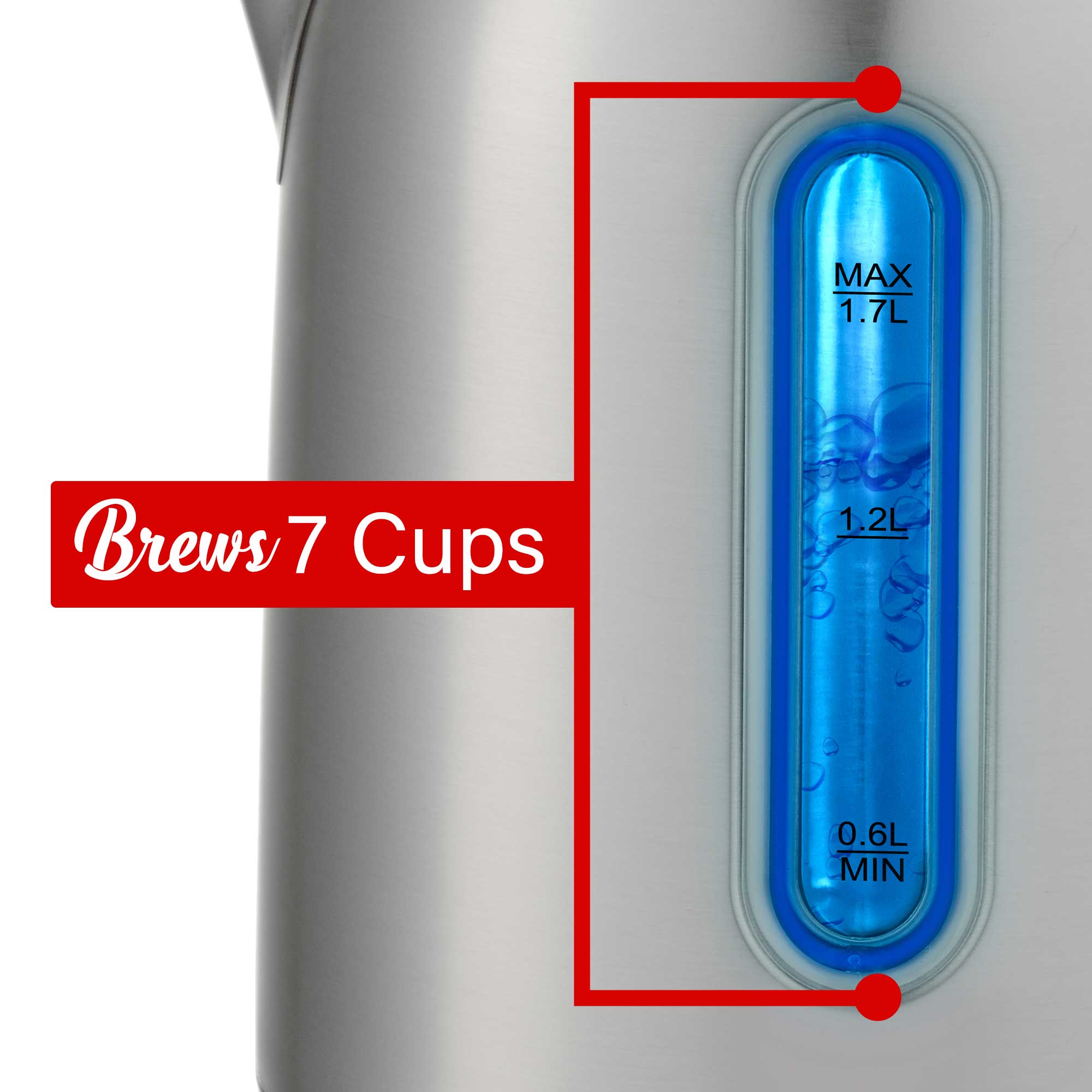 Brentwood KT-1796DS 1500W 1.7L Cordless Digital Stainless Steel Kettle with 5 Temperature Presets