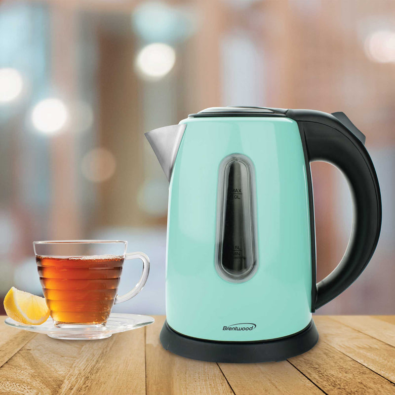 Brentwood 1-liter Stainless Steel Electric Cordless Kettle, Blue