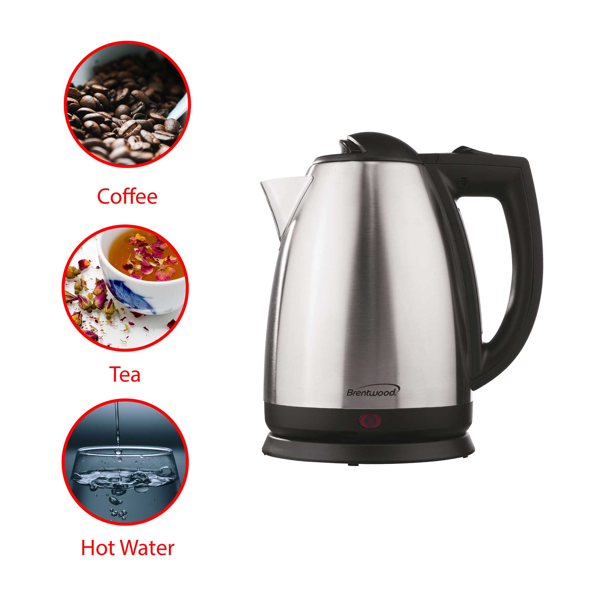 Brentwood KT 1800 2L Stainless Steel Cordless Electric Kettle Brentwood Appliances