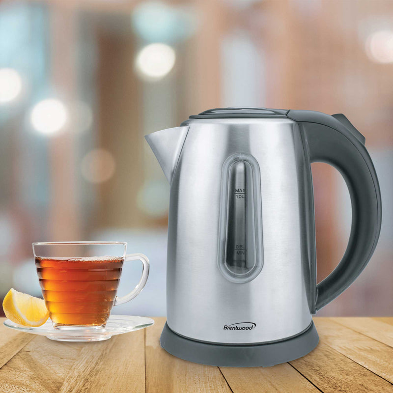 Brentwood KT-1780 1.5 L Electric Tea Kettle - 1000 W - Brushed Stainless Steel