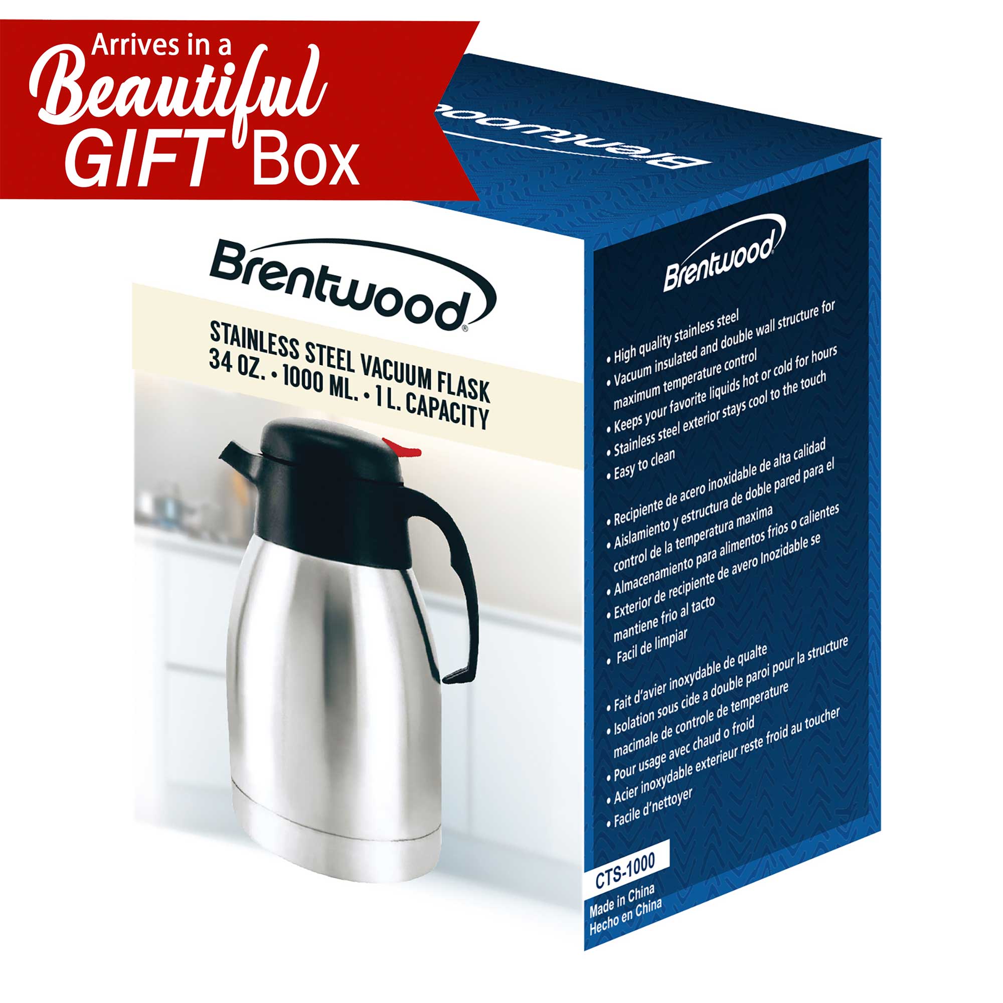 Brentwood CTS-1000 34oz Vacuum Insulated Stainless Steel Coffee Carafe