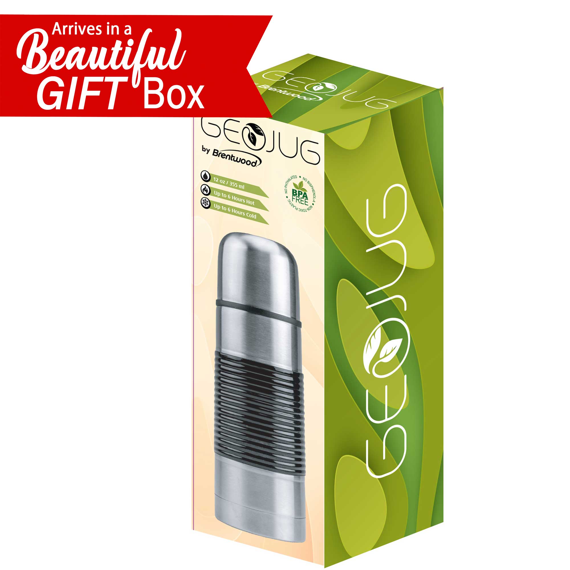 Brentwood CTS-350 12oz Vacuum Insulated Coffee thermos, Stainless Steel