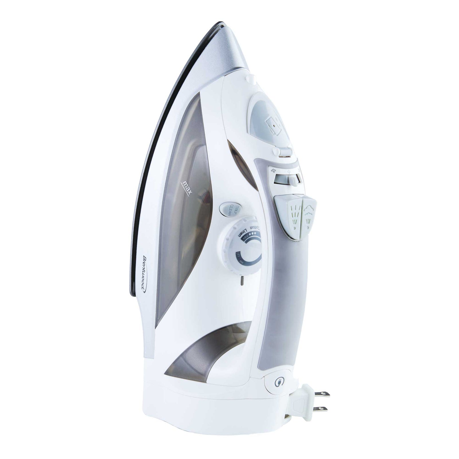 Brentwood MPI-59W Non-Stick Steam Iron with Retractable Cord, White