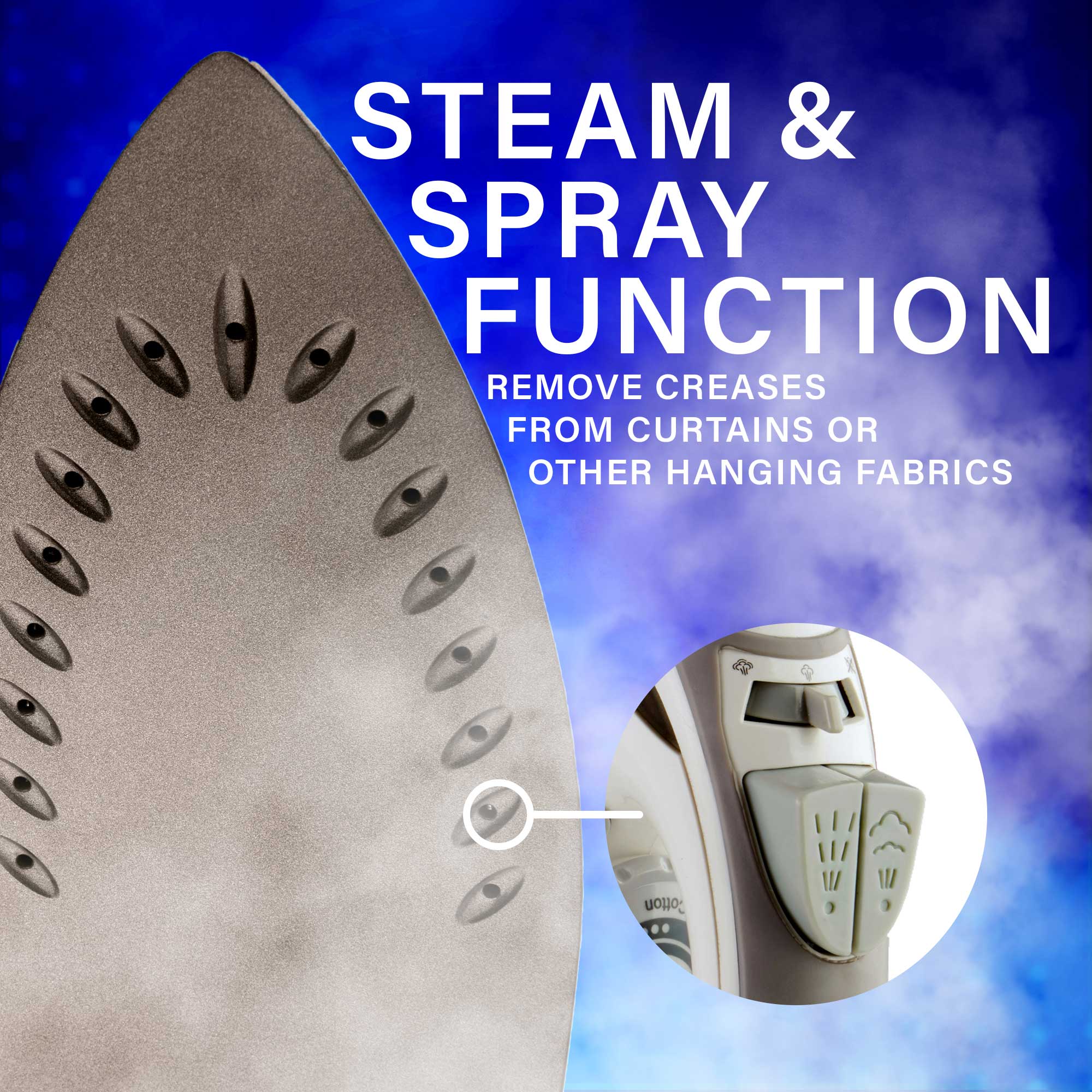 Brentwood MPI-59W Non-Stick Steam Iron with Retractable Cord, White