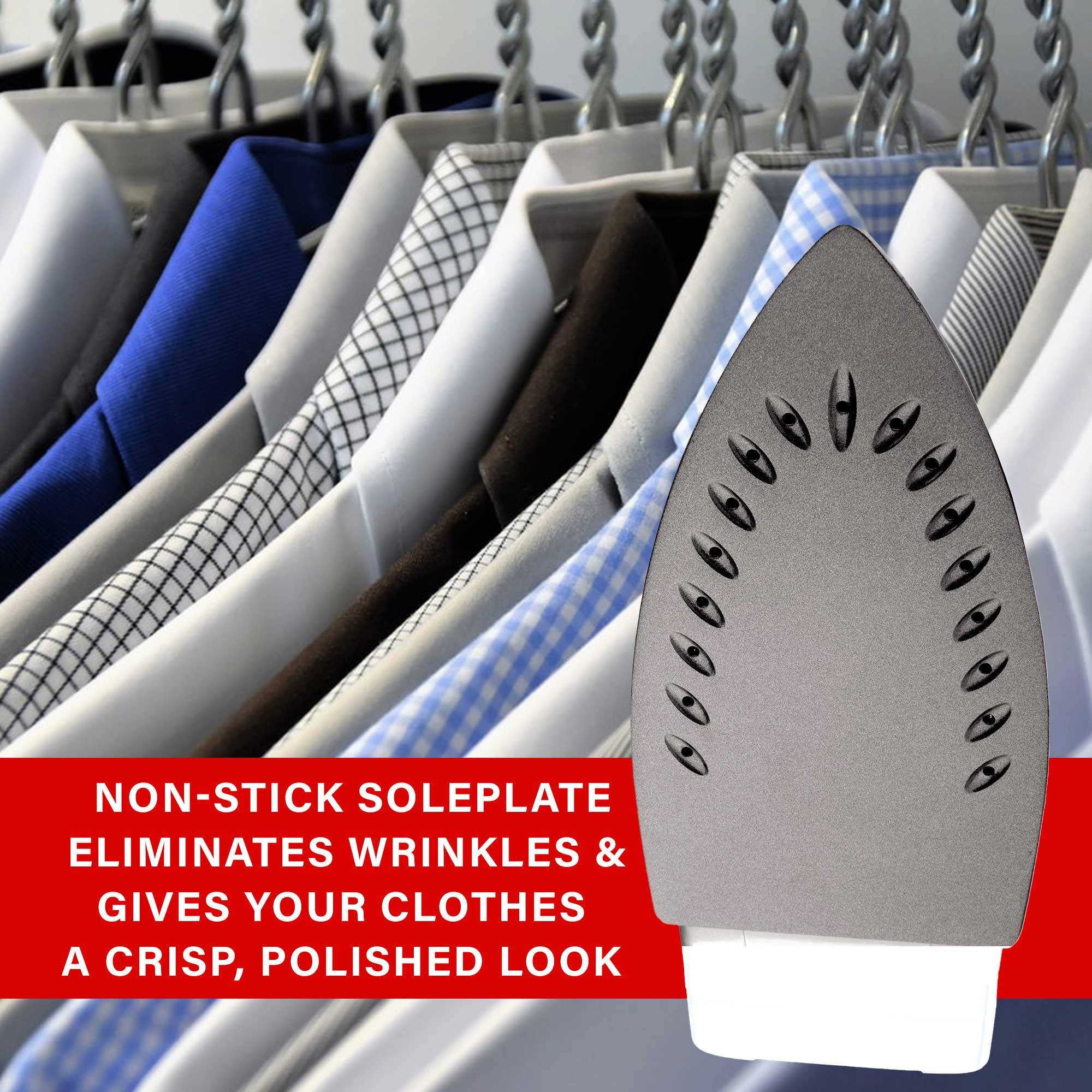 Brentwood MPI-59W Non-Stick Steam Iron with Retractable Cord, White