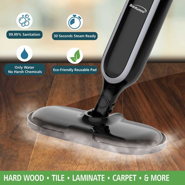 Brentwood STM4000BK 1100w Steam Mop Hard Floor Steamer Tile and Wood Brentwood Appliances