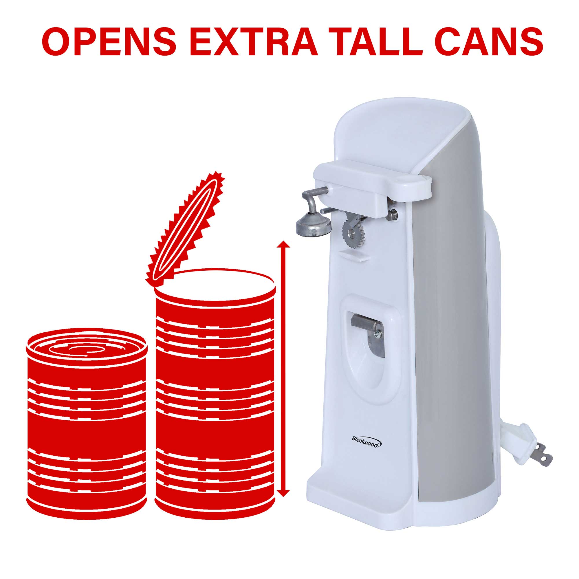 Brentwood J-30W Tall Electric Can Opener with Knife Sharpener