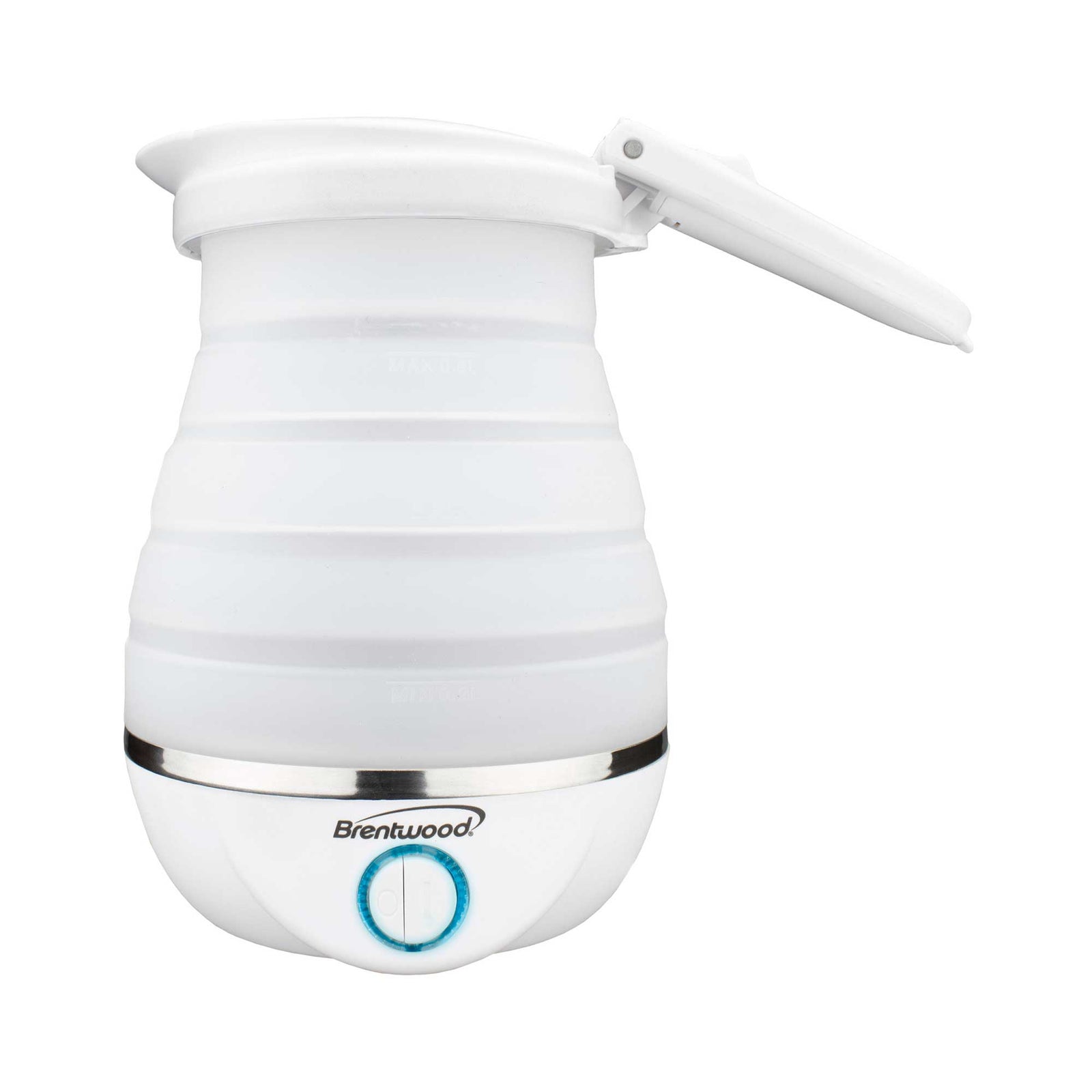 Brentwood KT-1508W Dual Voltage 120/220v 0.8L Collapsible Travel Kettle, White