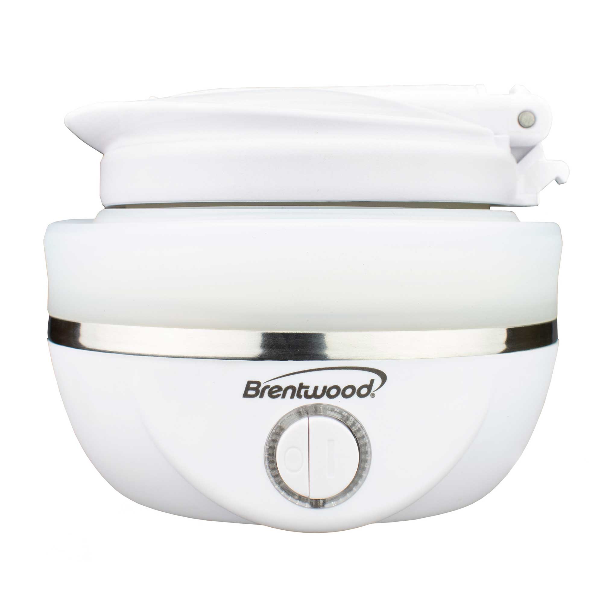 Brentwood KT-1508W Dual Voltage 120/220v 0.8L Collapsible Travel Kettle, White