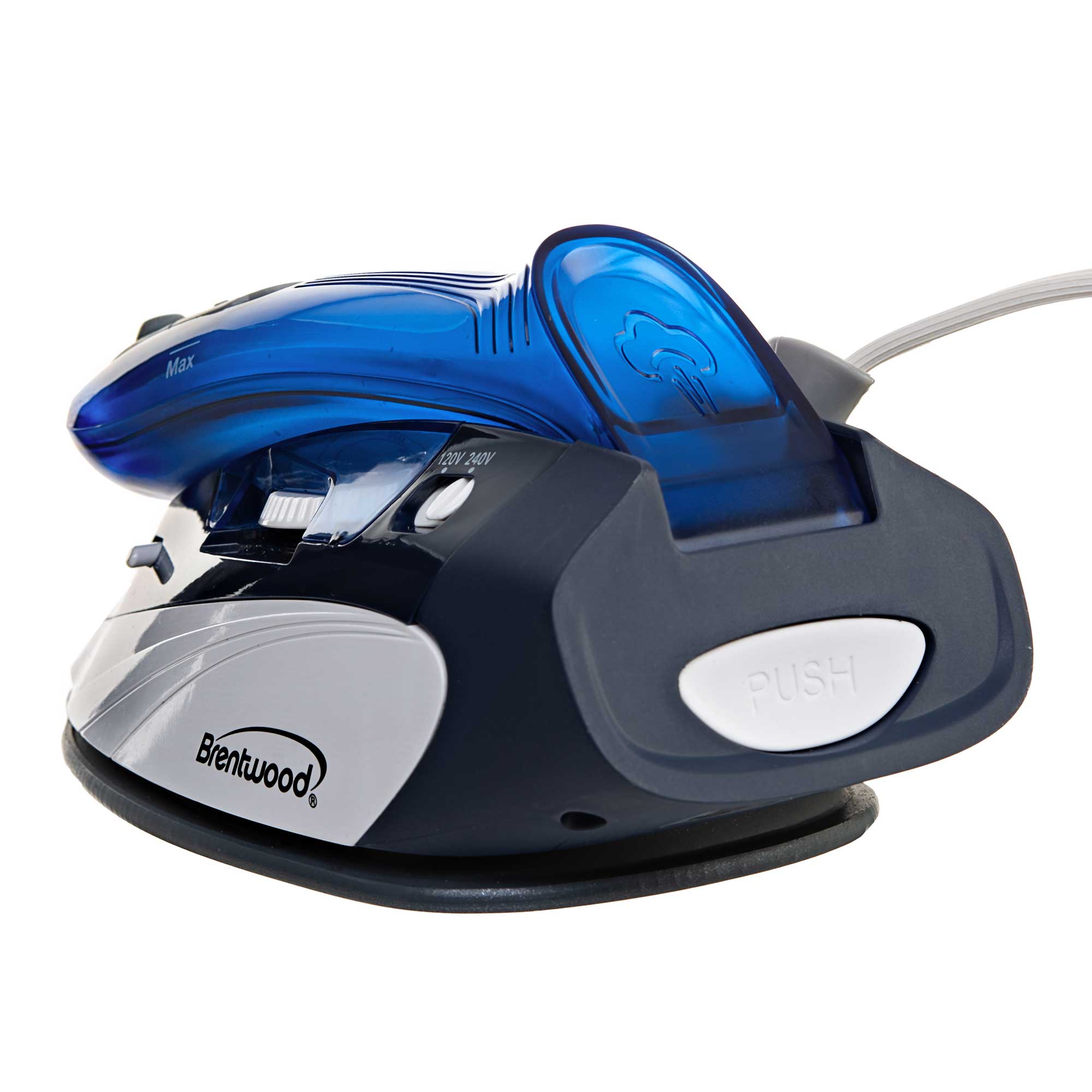 Brentwood MPI-45 1100-Watt Dual Voltage Non-Stick Travel Iron with Steam, Blue